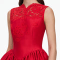 Red Taffeta Lace Mini Dress