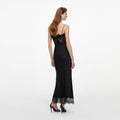 Black Satin Lace Midi Dress