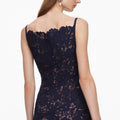 Navy Spiral Lace Midi Dress