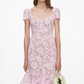 Pink Spiral Lace Midi Dress