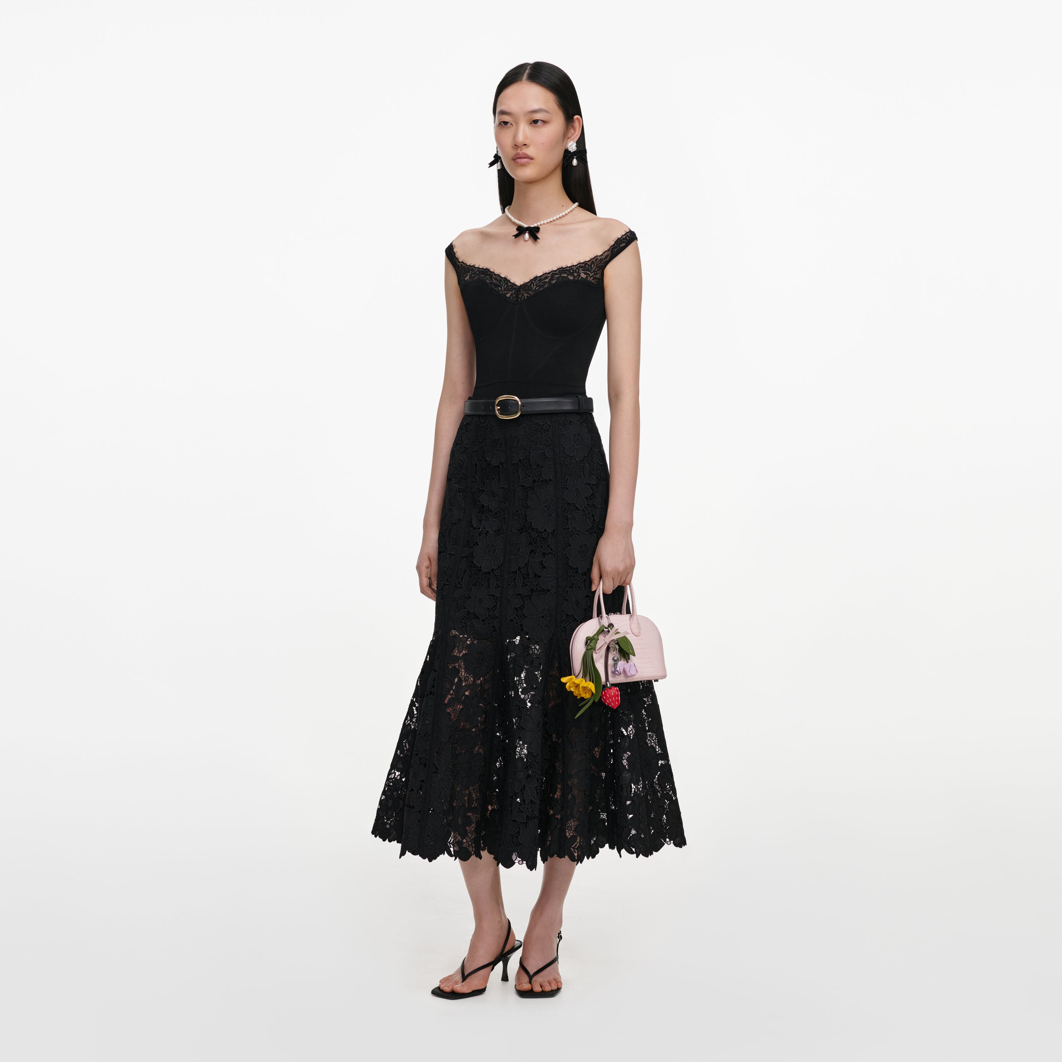 Black Lace Midi Skirt