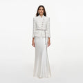 White Boucle Satin Maxi Dress