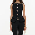 Black Wool Crepe Top