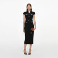 Black Wool Crepe Midi Dress