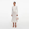 Cream Fringe Knit Midi Skirt