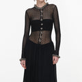 Black Pointelle Knit Embellished Maxi Dress