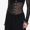 Black Pointelle Knit Embellished Maxi Dress