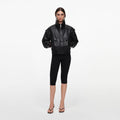 Black Faux Leather Bomber Jacket