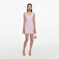 Pink Sequin Lace Cape Mini Dress