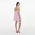 Pink Sequin Lace Cape Mini Dress