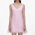 Pink Sequin Lace Cape Mini Dress