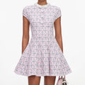 Pink Check Knit Beaded Mini Dress