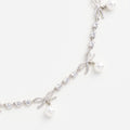 Crystal Bow Pearl Charm Necklace