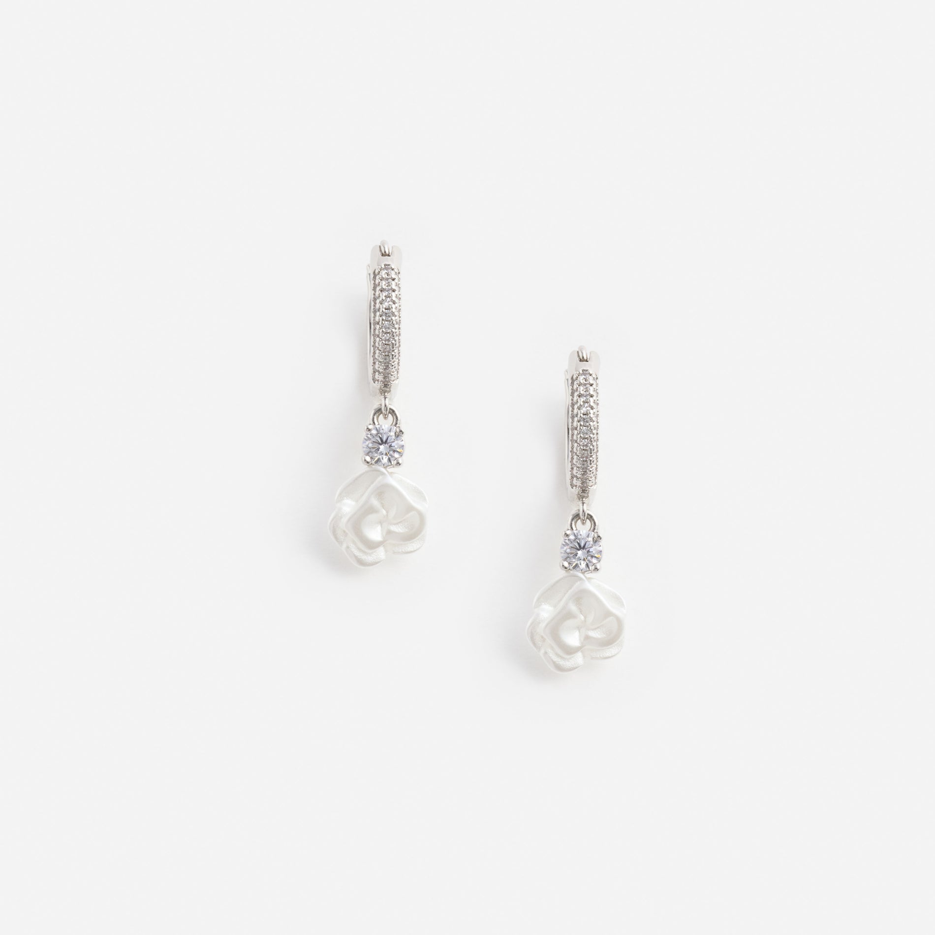 Crystal Flower Dangle Hoop Earring