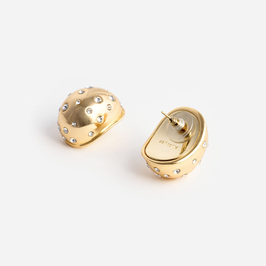 Gold Curved Crystal Earring