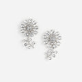 Silver Flower Crystal Earrings