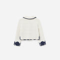 Cream Knit Contrast Trim Cardigan