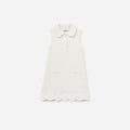 Cream Knit Flower Trim Dress