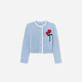 Blue Cable Knit Frill Cardigan