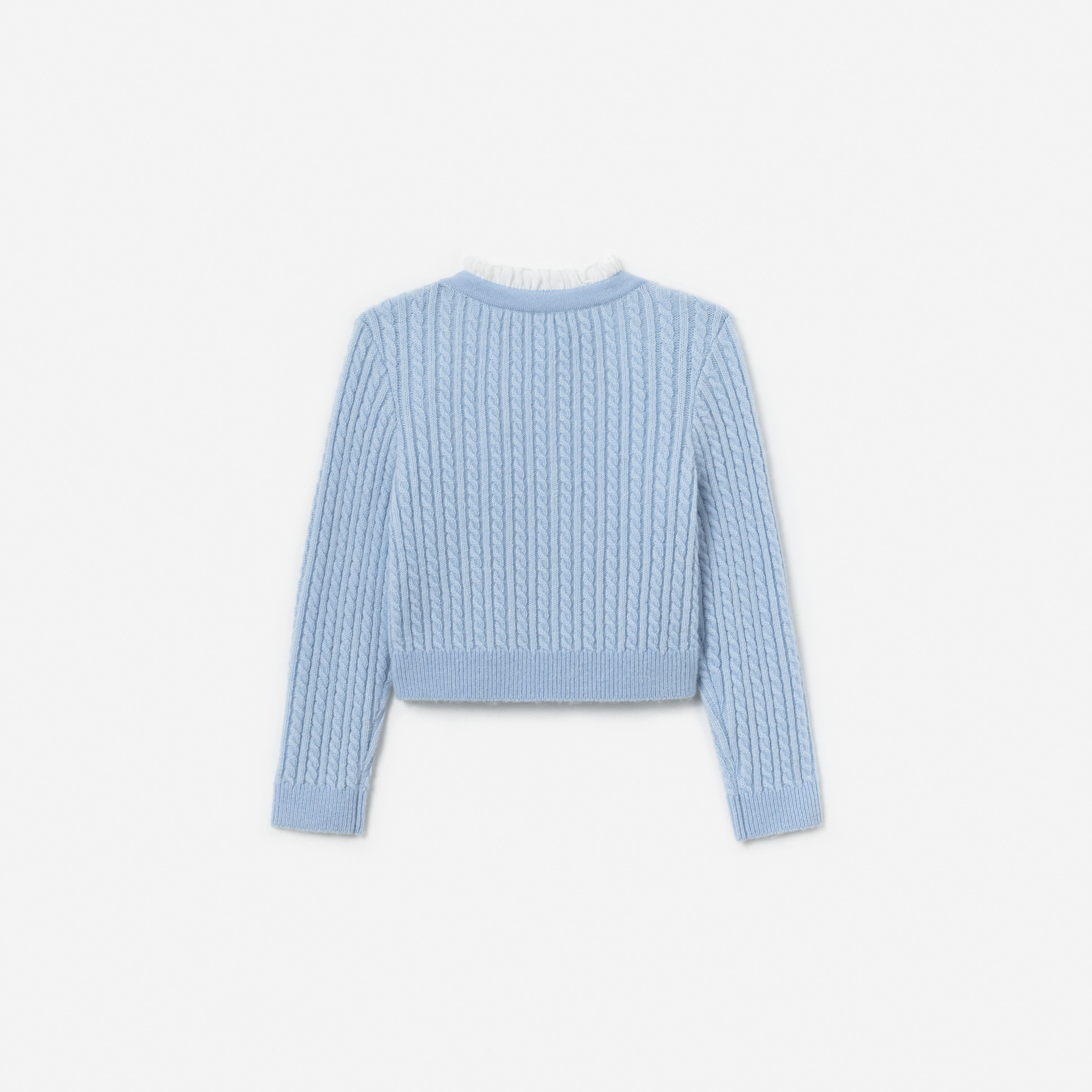 Blue Cable Knit Frill Cardigan