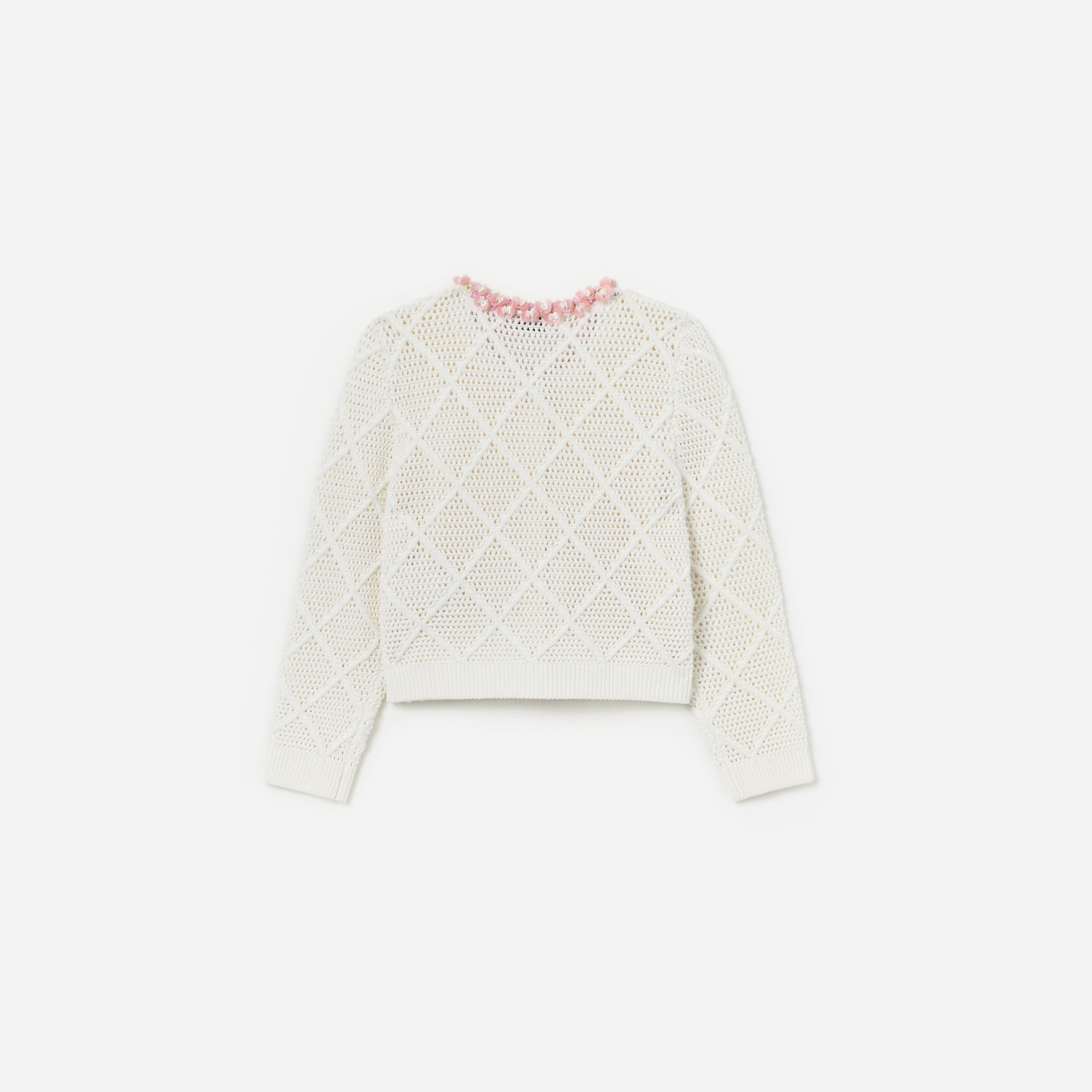 Cream Diamond Knit Cardigan