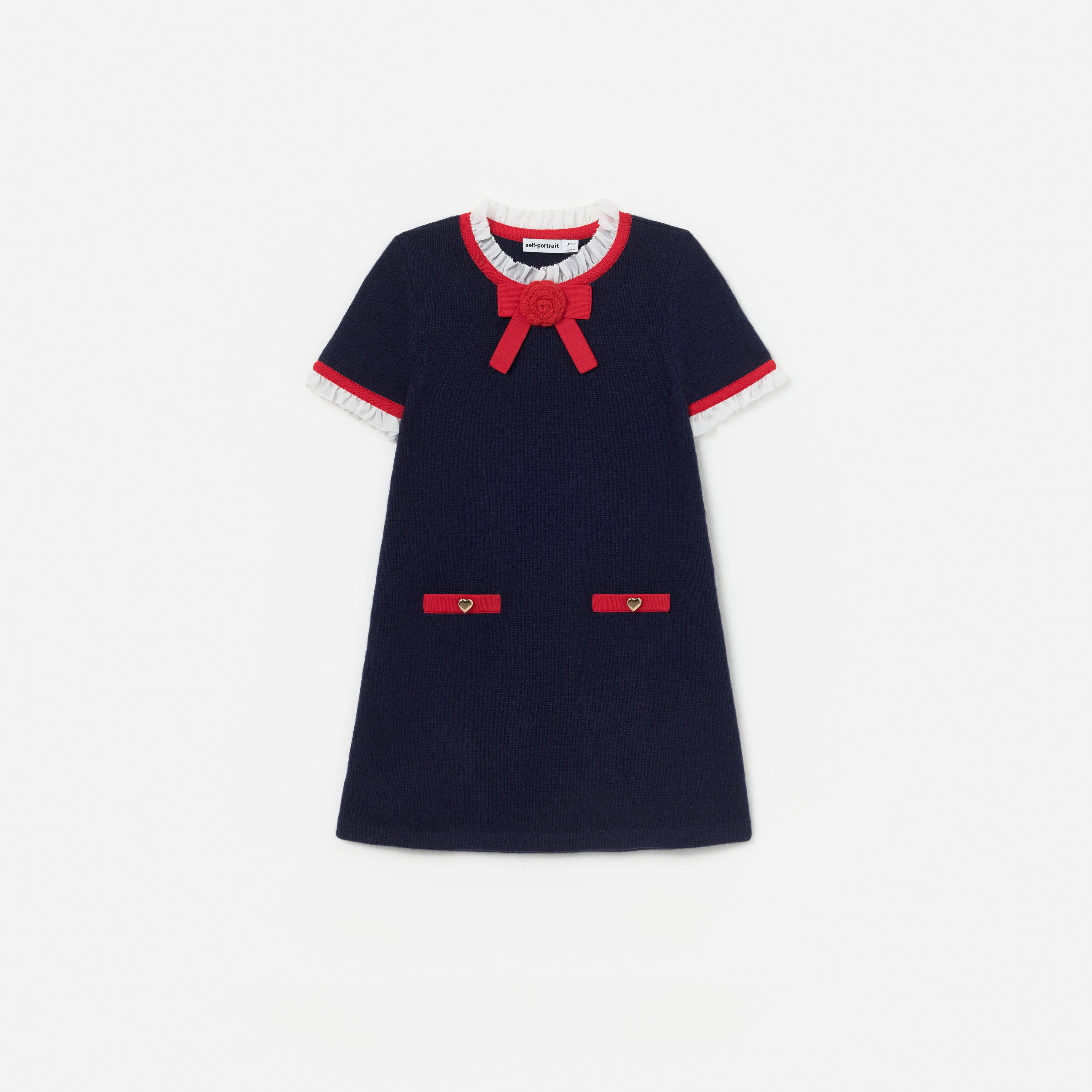 Navy Wool Frill Knit Dress