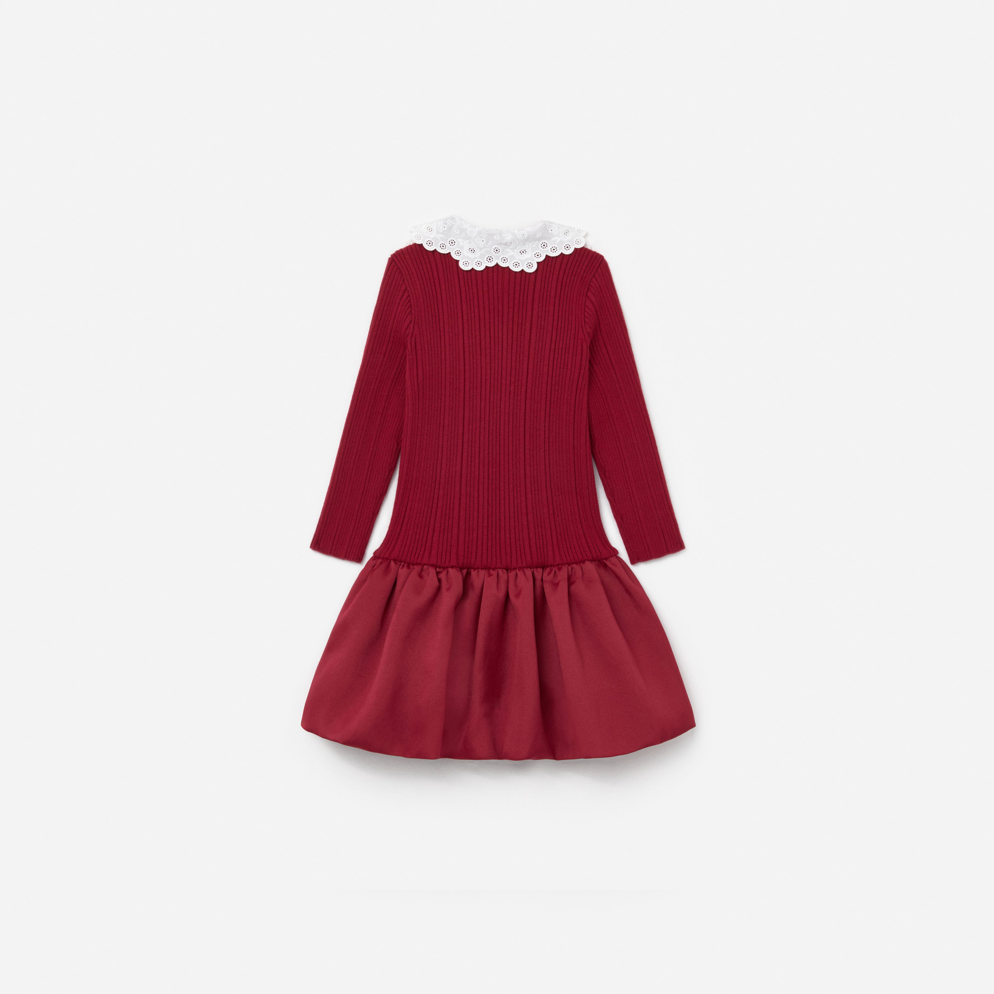 Burgundy Knit Taffeta Dress