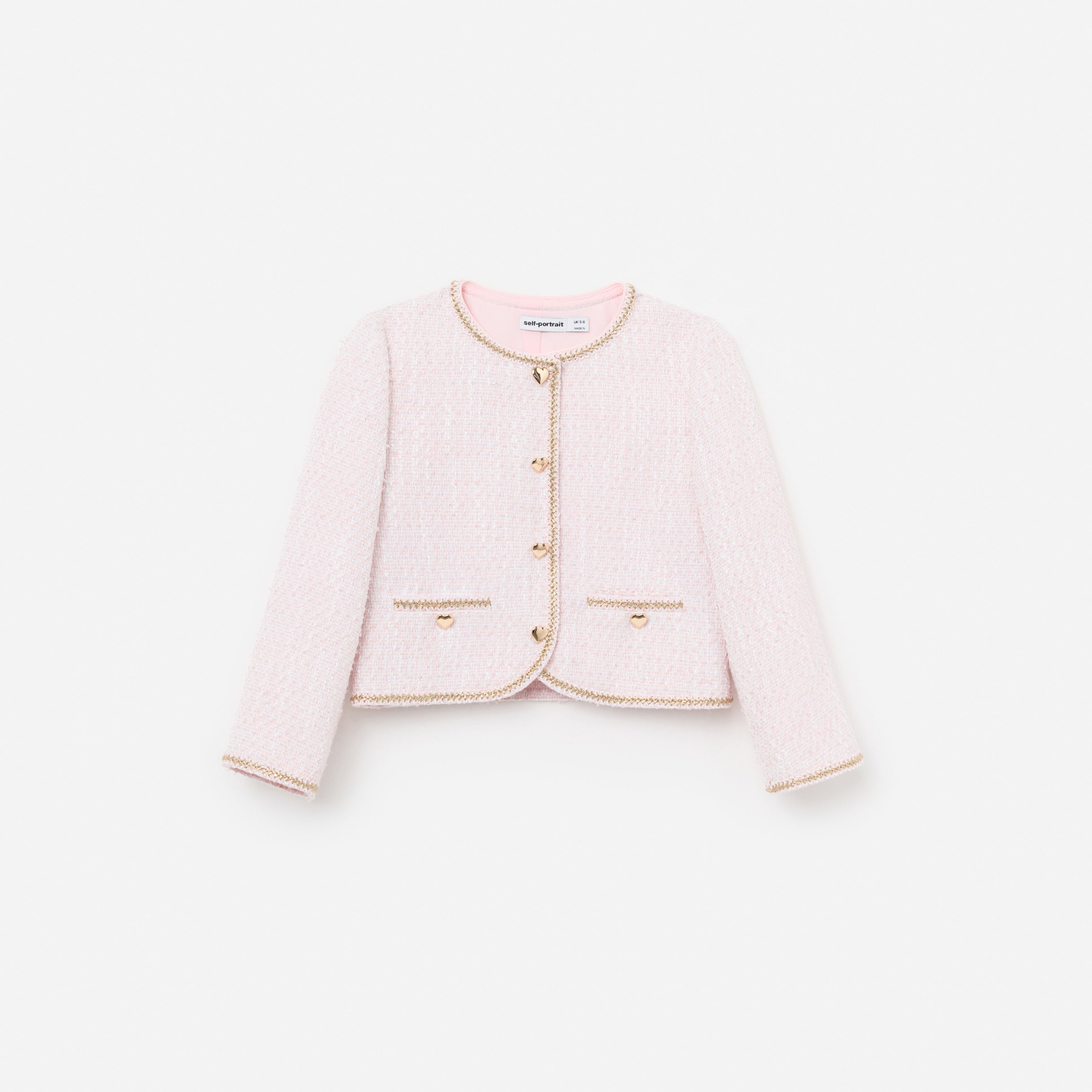 Pink Boucle Braided Trim Jacket