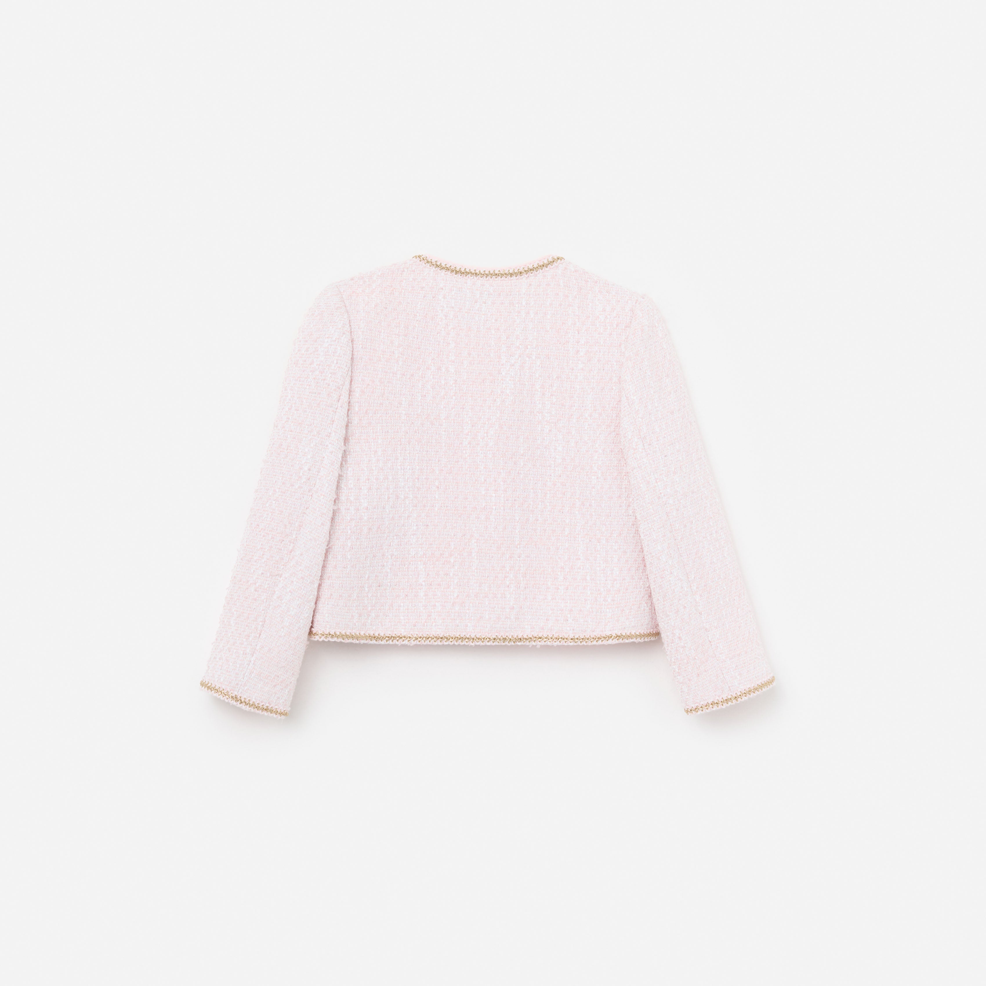 Pink Boucle Braided Trim Jacket