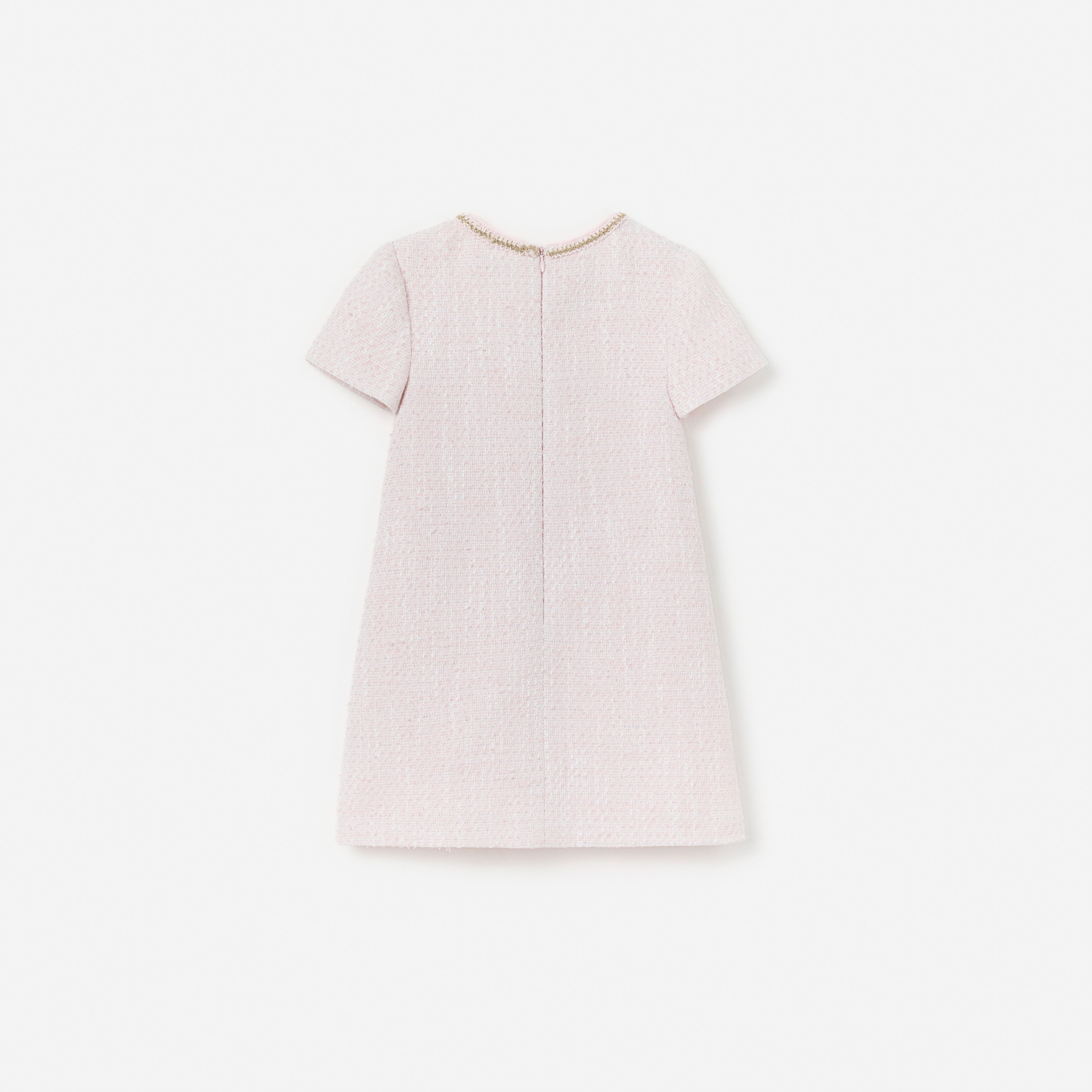 Pink Boucle Braided Trim Dress