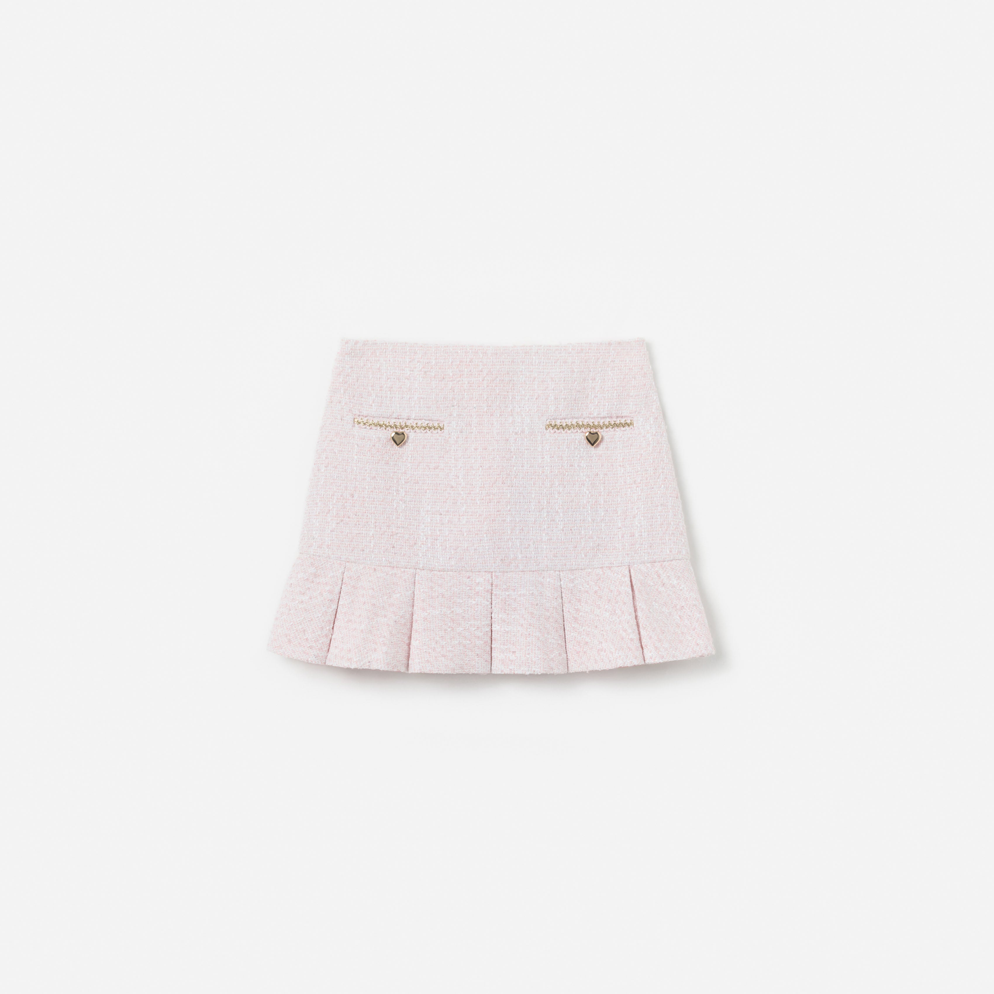 Pink Boucle Pleated Skirt
