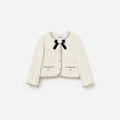 Cream Boucle Bow Jacket