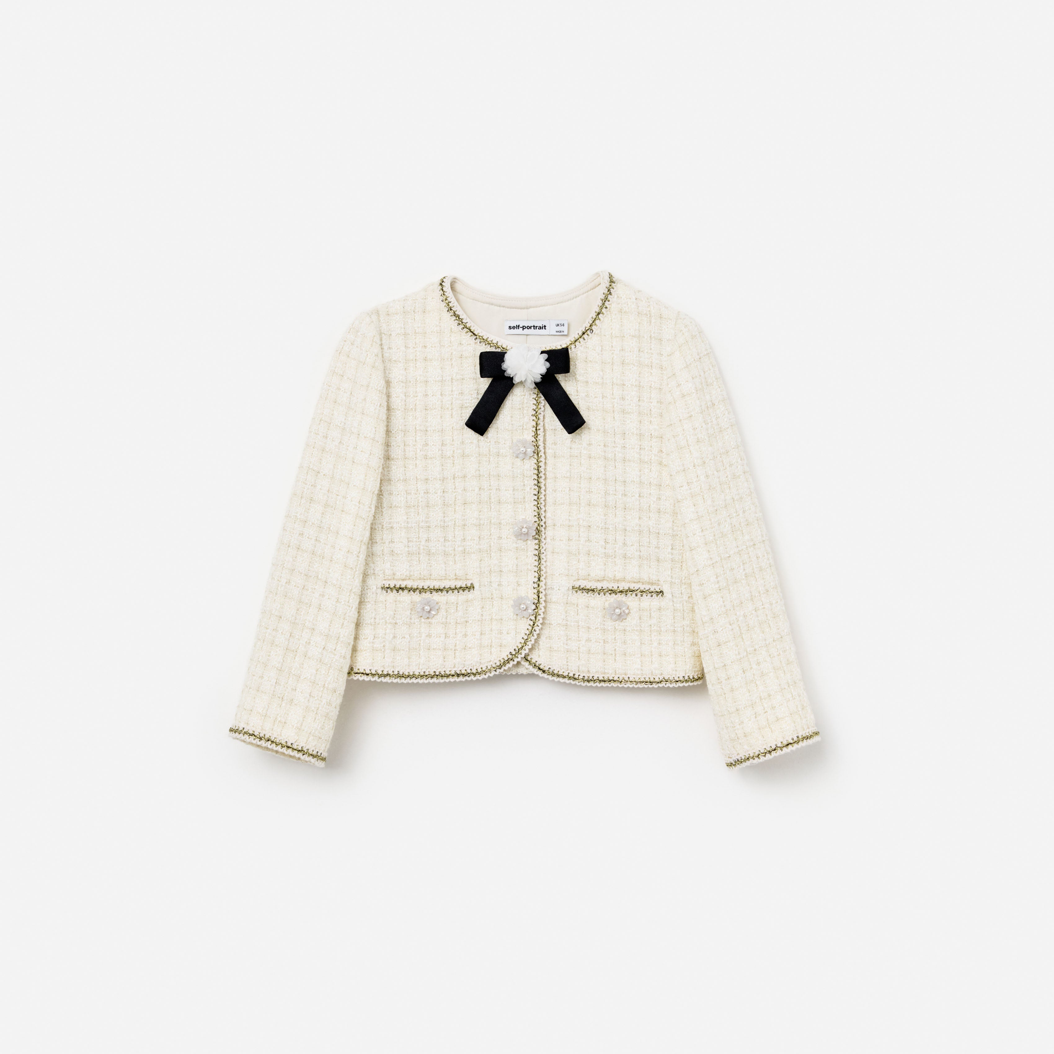 Cream Boucle Bow Jacket