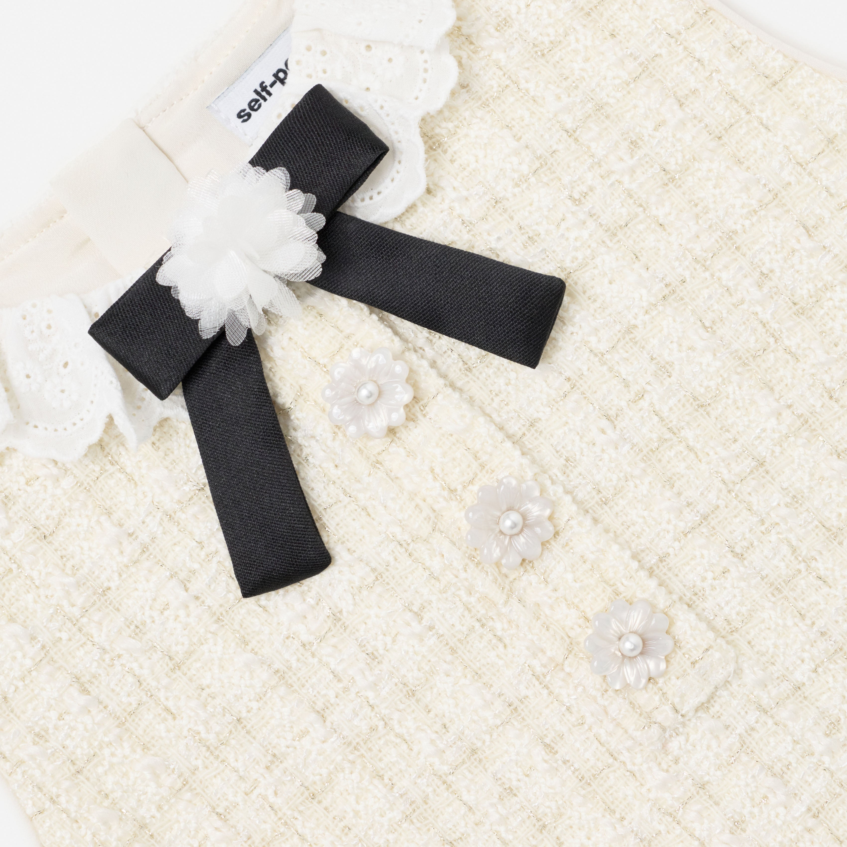 Cream Boucle Bow Dress