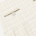 Cream Boucle Pleated Skirt