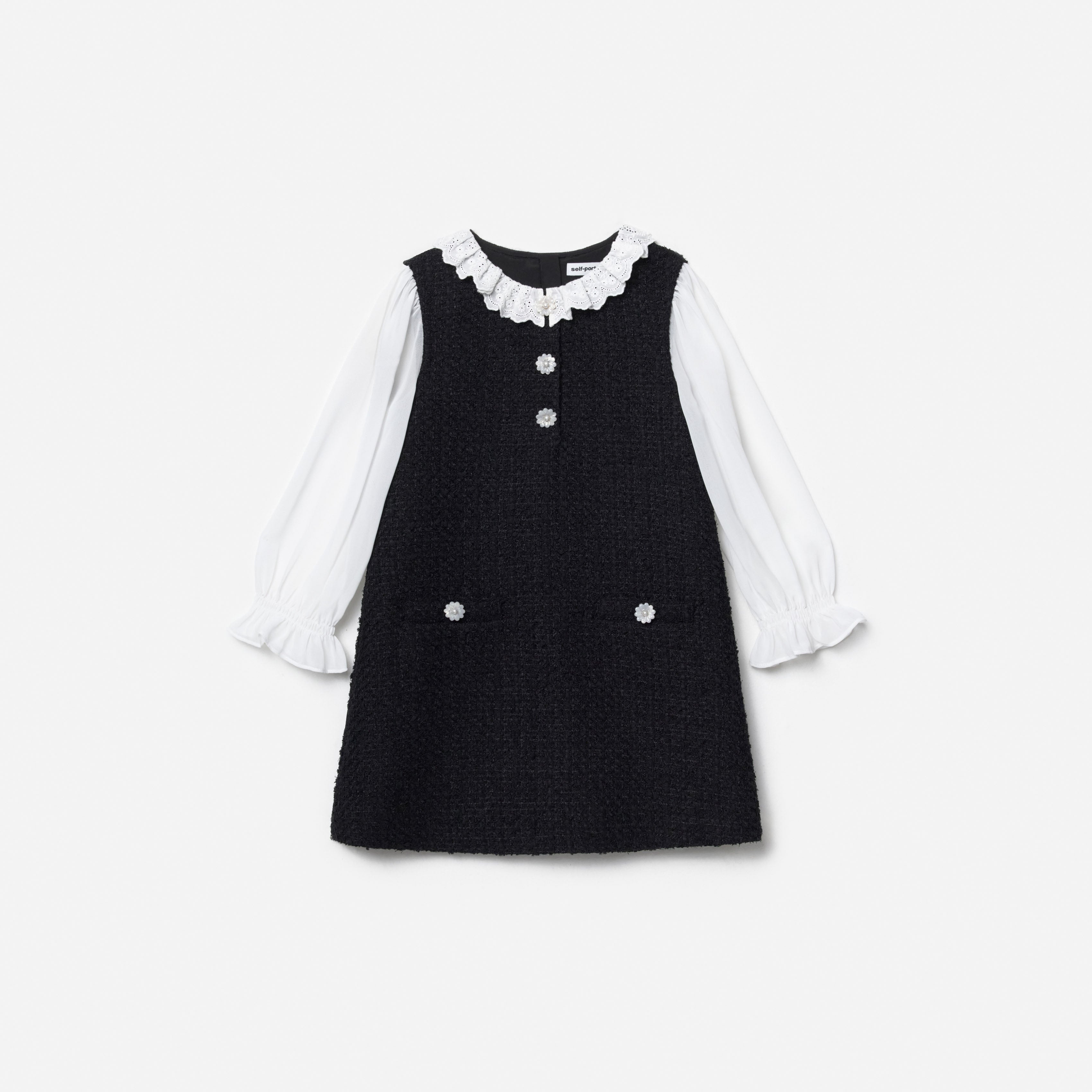 Black Boucle Lace Frill Dress
