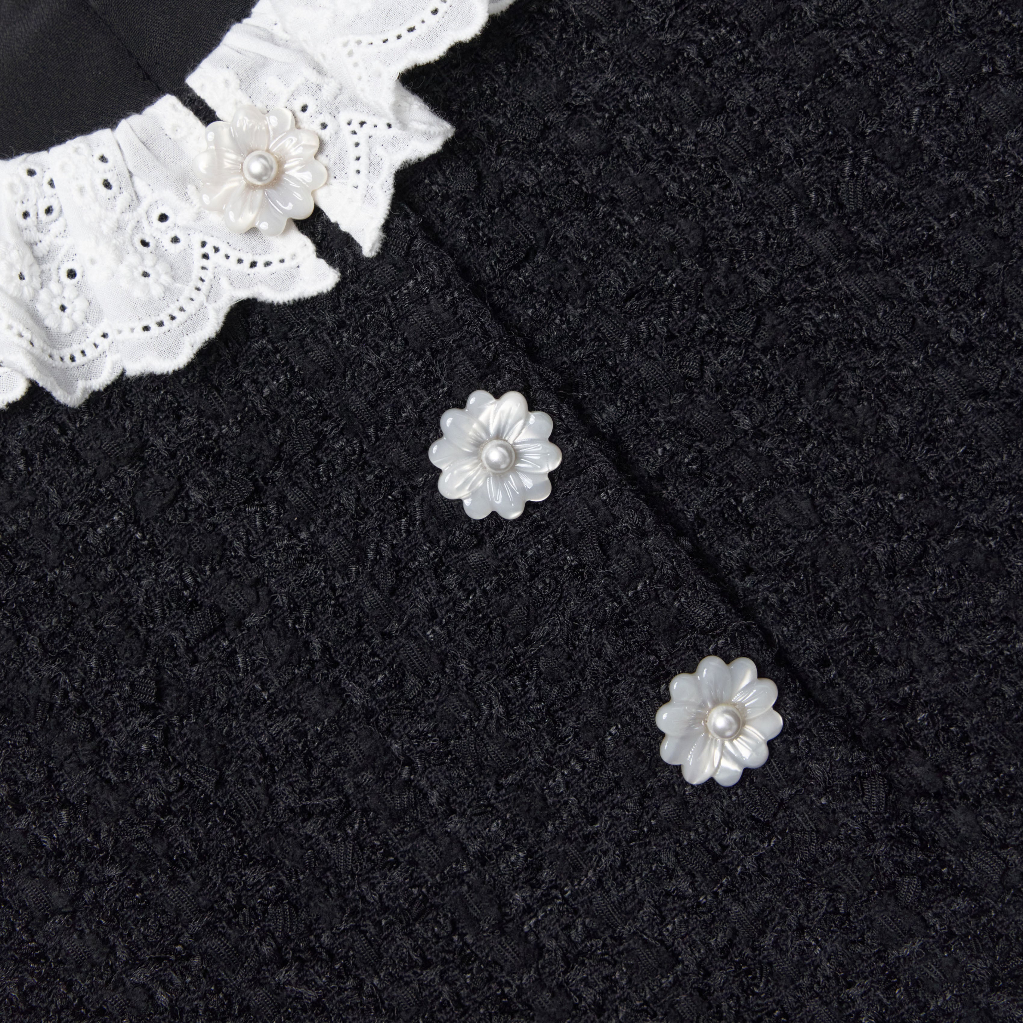 Black Boucle Lace Frill Dress