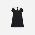Black Crepe Bow Collar Dress