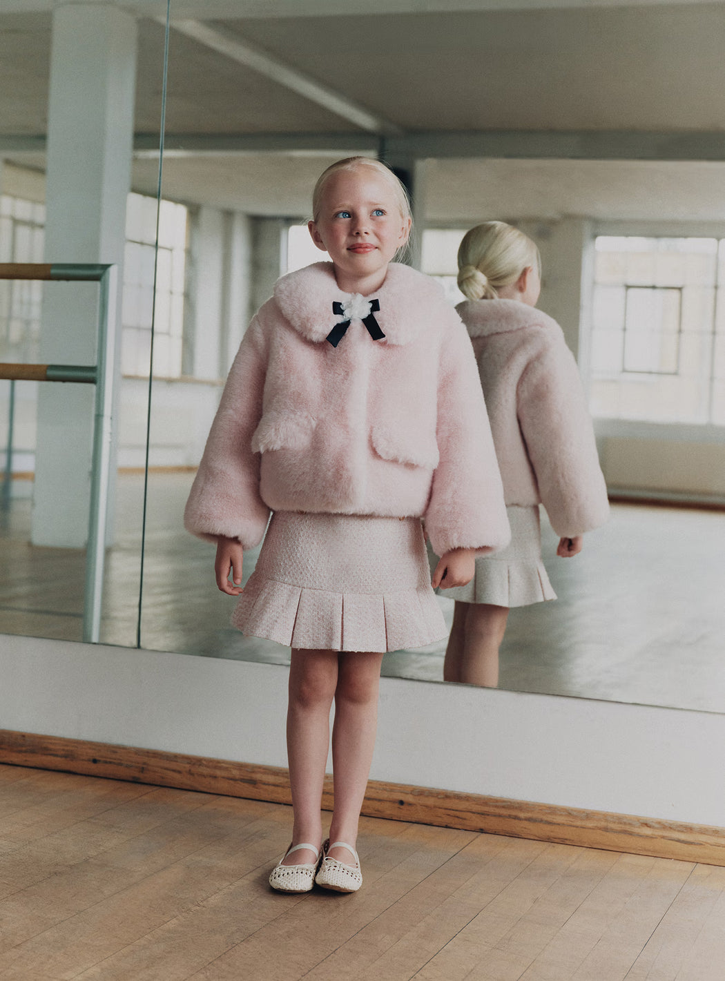 Pink Faux Fur Bow Jacket