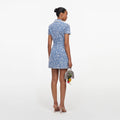 Blue Collared Textured Denim Mini Dress