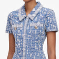 Blue Collared Textured Denim Mini Dress