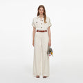 Cream Denim Jumpsuit