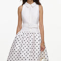 White Sleeveless Polka Dot Midi Dress