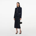 Navy Boucle Tailored Midi Dress