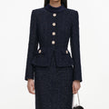 Navy Boucle Tailored Midi Dress