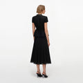 Black Boucle Crystal Trim Chiffon Midi Dress