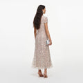 Cream Sequin Embellished Midi Dress