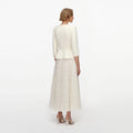 Cream 3D Flower Polka Dot Chiffon Midi Dress