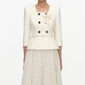 Cream 3D Flower Polka Dot Chiffon Midi Dress