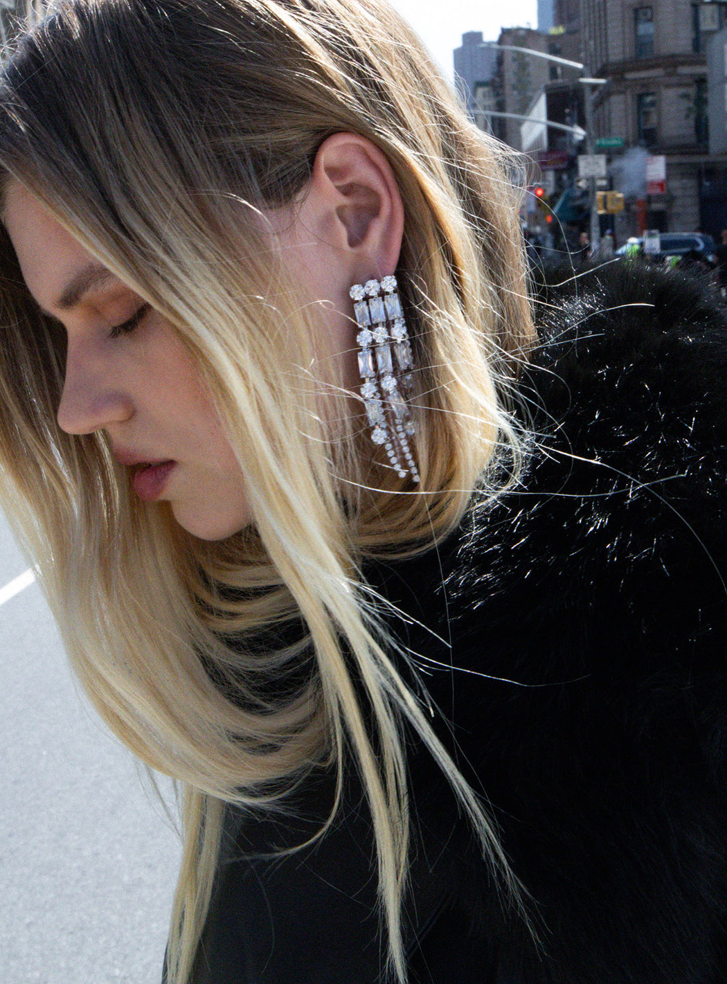 Crystal Pink Droplet Earrings